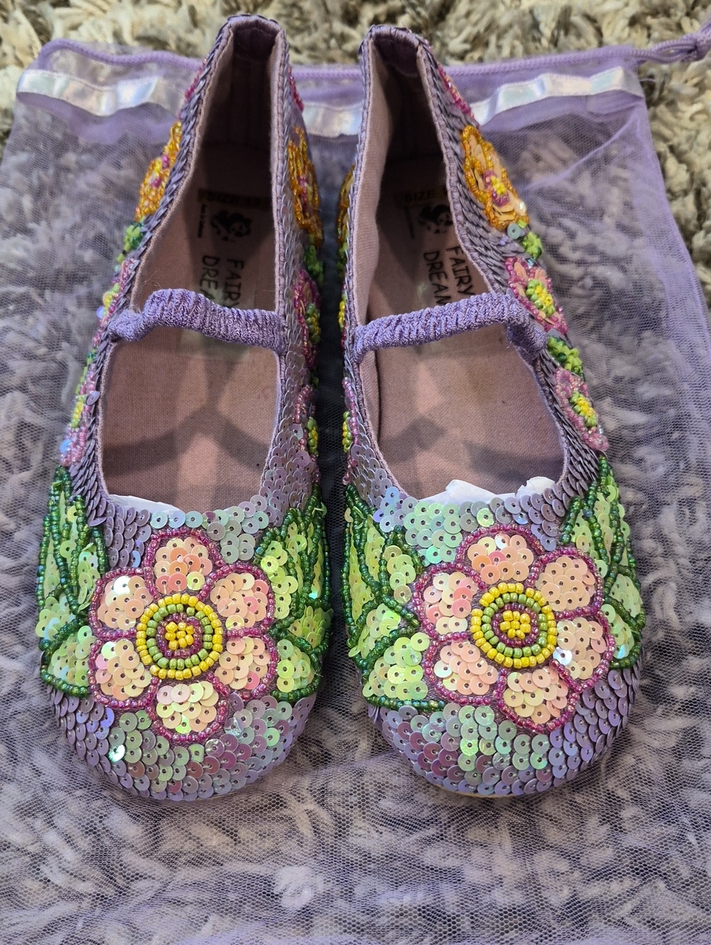 Fairy Dreams Beaded Floral Mary Jane Shoes